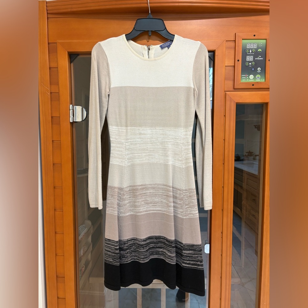 Vivienne Tam Beige and Black Sweater Dress